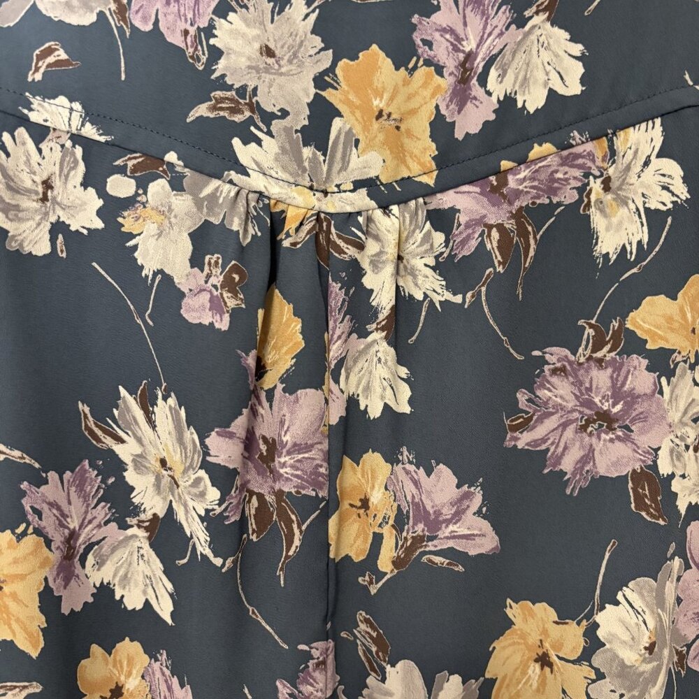 Floral Bell Sleeve Tunic Dress By Rokoko L - Teal Blue, Purple & Yellow - Picture 5 of 11